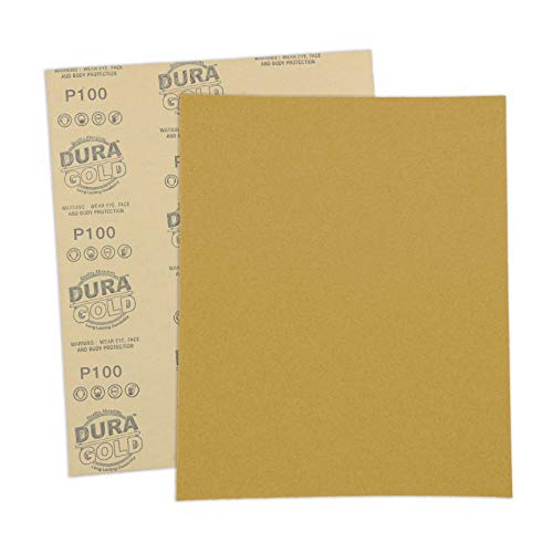 Dura-Gold Premium 9" x 11" Gold Sandpaper Sheets, 100 Grit (Box of 6) - size: 100-Grit