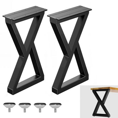 28 Inch Metal Desk/Dining Table Legs, Heavy-Duty Industrial Style Kitchen Table Legs with Adjustable Feet Pads (H28 x W17.7,Black) - size: 28 '' Z Shape