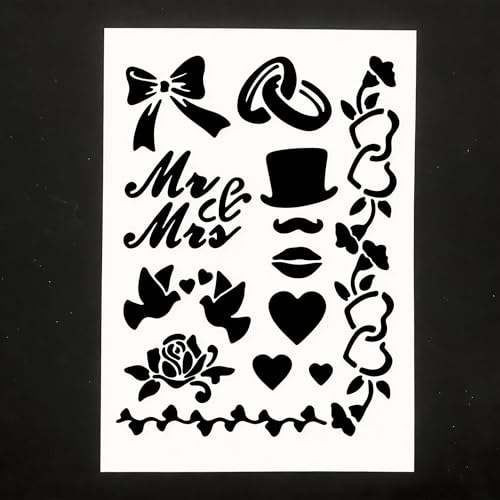 TIAMECH A4 Reusable Wedding Symbols Stencil for Painting - color: Wedding Symbols
