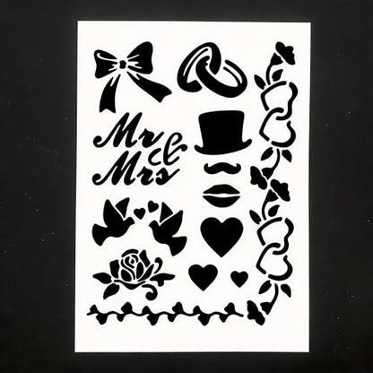 TIAMECH A4 Reusable Wedding Symbols Stencil for Painting - color: Wedding Symbols