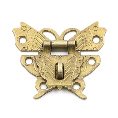 ODETOJOY 1Pc Antique Gold Butterfly Cabinet Latches Hasp Pad Lock Clasp for Jewelry Wooden Box Case Chest Retro Vintage Decorative Mini Latch for Toolbox Gift Box Suitcase with Screws - color: Gold