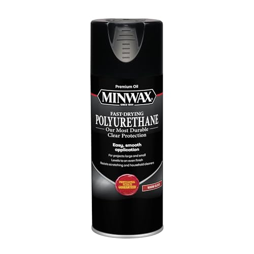 Minwax Fast Drying Polyurethane Spray, Protective Wood Finish, Clear/Warm Gloss, 11.5 oz. Aerosol Can ( Packaging May Vary)