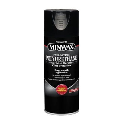Minwax Fast Drying Polyurethane Spray, Protective Wood Finish, Clear/Warm Gloss, 11.5 oz. Aerosol Can ( Packaging May Vary)