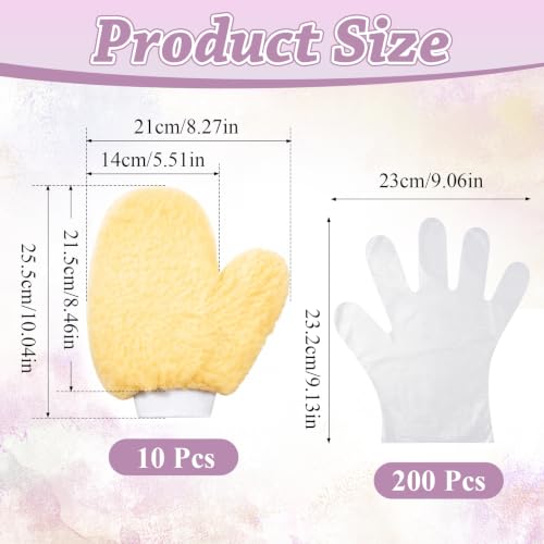 10 Pcs Painters Mitt Gloves with Thumb and 200Pcs Plastic Disposable Gloves