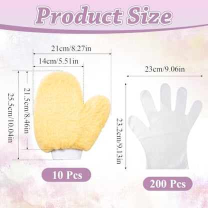 10 Pcs Painters Mitt Gloves with Thumb and 200Pcs Plastic Disposable Gloves