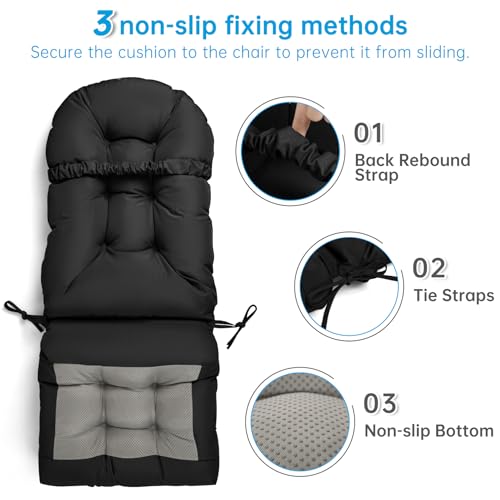 Adirondack Chair Cushion Waterproof Outdoor Rocking Chair Pads - color: Black