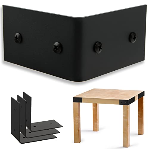Farmhouse Metal Corner Brackets Decorative Wood Table 3.3" Matte Black Corner Protectors for Retro Industrial Wood Dresser Nightstand TV Stand Bed Frame(Height:1.9") 4Pcs - size: Height:1.9" Length:3.3"