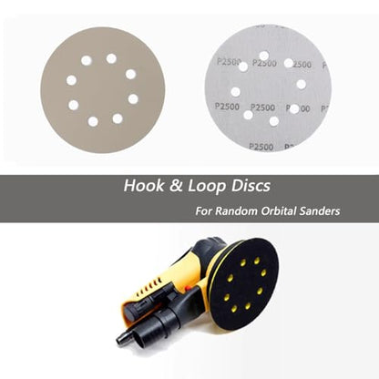 30 Pcs 5 Inch 8 Hole 2500 Grit Wet and Dry Sanding Discs, Round Hook and Loop Disc Sandpaper for Random Orbital Sanders - style: 2500 Grit