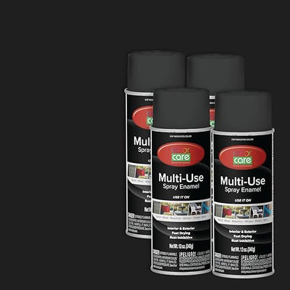 Spray Paint, 12 oz, 4-Pack (Flat Black) – All-Purpose, Indoor & Outdoor, Rust Resistant, for Wood, Metal, Plastic & Masonry - color: Flat Black