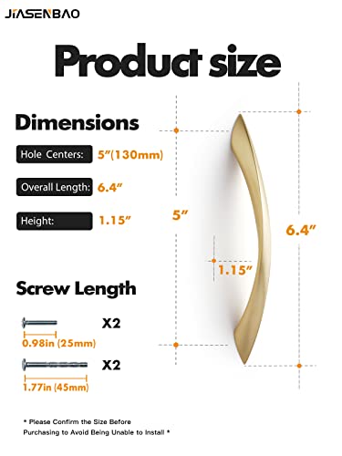 Brushed Gold Cabinet Pulls 5 Inch Arch Twisted Brass Handles Drawer Kitchen Cupboard Bathroom Dresser Cabinet Hardware Zinc Alloy 5 Pack - color: Brushed Gold, size: 5 Inch Hole Centers