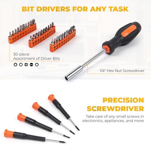 57 Piece Basic Tool Set, Home Repair Hand Tool Kit, General Household Tool Box, Portable Toolbox with Storage Case for Homeowner, DIY, Handyman, Women, Men - size: 57PCS