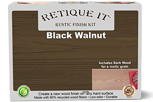 Gel Stain Liquid Wood Kits by Retique It - Real Paintable Wood. Great Companion to Chalk Finish Paint, Milk Paint, Furniture Paint. (2X Double (100 sq ft), Rustic Finish, 30 Black Walnut)