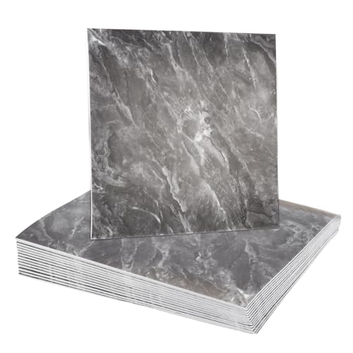 HARFINGTON 15pcs Peel and Stick Marble Tiles, Waterproof Wall Panel Backsplash, 12"x12" PVC Peel and Stick Shower Tiles for Bathroom, Kitchen, Living, Slate Gray Design - style: Slate Gray