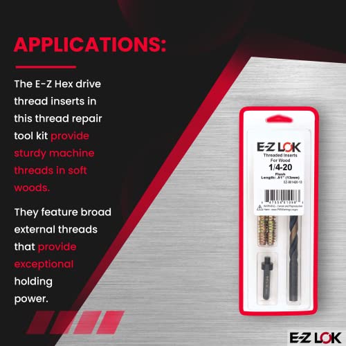 E-Z LOK Thread Repair Kit, 0.25-20 - size: 1/4-20 x 13mm, style: Flush