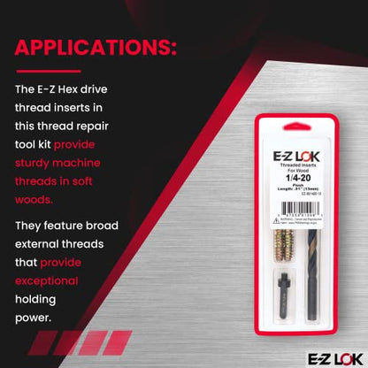 E-Z LOK Thread Repair Kit, 0.25-20 - size: 1/4-20 x 13mm, style: Flush