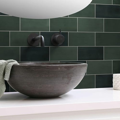 100-Sheet Subway Peel and Stick Backsplash Tile, 6" x 3" Green Mixed Stone Composite Handmade Looks Self Adhesive Waterproof Wall Tile, Stick on Tiles for Kitchen Bathroom - color: Green Mixed, size: Subway