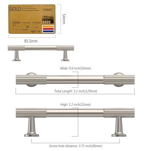 Amerdeco 10 Pack Brushed Satin Nickel Cabinet Pulls 3.75 Inch(96MM) Hole Centers Kitchen Cabinet Handles Hardware Kitchen Handles for Cabinets Cupboard Handles Drawer Pulls ZH0071 - color: Brushed Satin Nickel, size: 3.75"/96MM