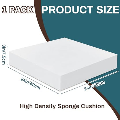 Frienda 1 Pack 3" x 24" x 24" Upholstery High Density Craft Foam, White - size: 3" X 24" X 24"