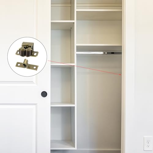 PATIKIL Cabinet Latch Double Roller Catch, 6 Pcs Stainless Steel Cabinet Door with Screws Spring Bead Hardware Latches with Spear Strike for Cupboard Wardrobe Pcs, Bronze - color: Bronze