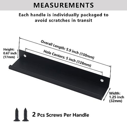 12 Pack Matte Black Edge Cabinet Pulls, Finger Pulls for Cabinets - color: Black-12Pack, size: 5.9in(150mm) Overall Length