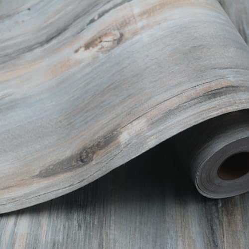 Wood Grain Peel and Stick Floor Tiles, 11.8" W × 118" L, Tide‑Washed - color: Sunwashed Blue, size: 118"*11.8"