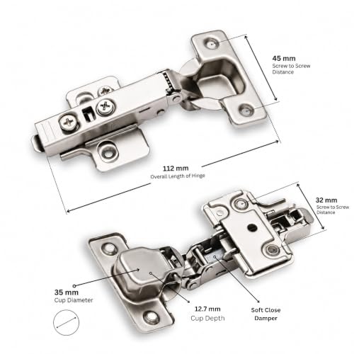 Berta 10-Pack Full Overlay Frameless Soft-Close European Hinges, 110° 3D Adjustable, Clip-On Concealed Kitchen Cabinet Door Hinges with Screws - Ideal for Modern Cabinets - size: 10 Pieces