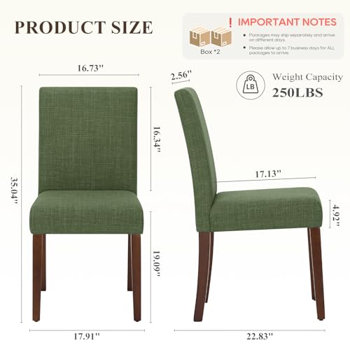 MALOL Upholstered Dining Chairs Set of 4, Modern Fabric Dining Room Chair, Wooden Dining Chair, Kitchen Side Chairs, Farmhouse Dinner Chair with High Back for Kitchen, Green - color: Green, size: Set of 4