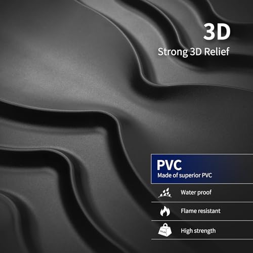 Art3dwallpanels 3D Wall Panels, 33 Pack, 12x12 Inch, Black - color: Flower Black