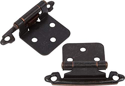 Decobasics Oil Rubbed Bronze Cabinet Hinges for Kitchen Cabinets (2 Pair -4 Pcs) -1/2" Overlay -Self Closing Cabinet Hinges Flush Mount w/Cupboard Silicon Bumpers & Upgraded Screws - color: Oil Rubbed Bronze, size: 4 Pack