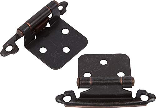Decobasics Oil Rubbed Bronze Cabinet Hinges for Kitchen Cabinets (15 Pair -30 Pcs) -1/2" Overlay -Self Closing Cabinet Hinges Flush Mount w/Cupboard Silicon Bumpers & Upgraded Screws - color: Oil Rubbed Bronze, size: 15 Pack