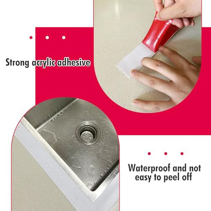 Self-Adhesive Waterproof Caulk Tape for Toilet, Tub, Kitchen, Corners, Bath - style: 3 Rolls-RIF