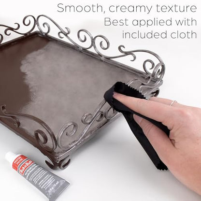 Amaco Rub and Buff Pewter 0.5oz/15ml Gilding Wax, Buffing Microfiber Cloth - color: Pewter