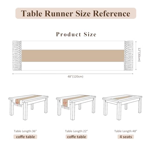 Boho Macrame Table Runner with Tassels 48in Grey Farmhouse Runner - color: White & Grey, size: 12'' x 48''
