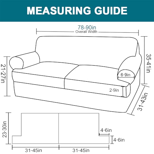Turquoize T Cushion Sofa Slipcover 3 Piece Sofa Covers for 2 Large Cushion Couch Thick Velvet Couch Cover Stretch Furniture Covers with 2 Individual T Cushion Covers, Washable (2 Cushion Sofa, Mocha) - color: Mocha, size: Sofa (2 Cushion)