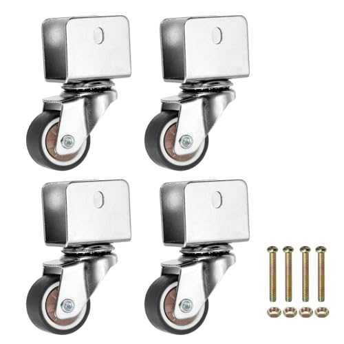 PATIKIL 1 Inch Caster Wheels, 4 Pcs Swivel Casters with 0.7" U Bracket Opening 55 Lb Capacity Per Caster for Furniture Office Chairs Carts and Cabinets, Brown - size: 1", style: with 0.7" U Bracket