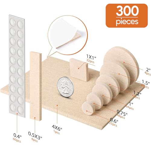Furniture Pads 300 Pack Furniture Felt Pads for Hardwood Floors, Beige - size: Beige