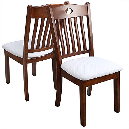 Fuloon Dining Chair Seat Covers Stretch Slipcovers, 6 Pack, White - color: White, size: Not Waterproof