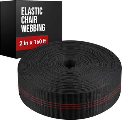 Chair Webbing, Upholstery Strapping, Elastic Furniture Repair, 2IN x 160FT - size: 2 Inch X 160 Feet