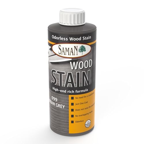 SamaN Interior Water Based Wood Stain - Natural Stain for Furniture, Moldings, Wood Paneling, Cabinets (Urban Grey TEW-099-12, 12 oz) - color: Urban Grey, size: 12 oz