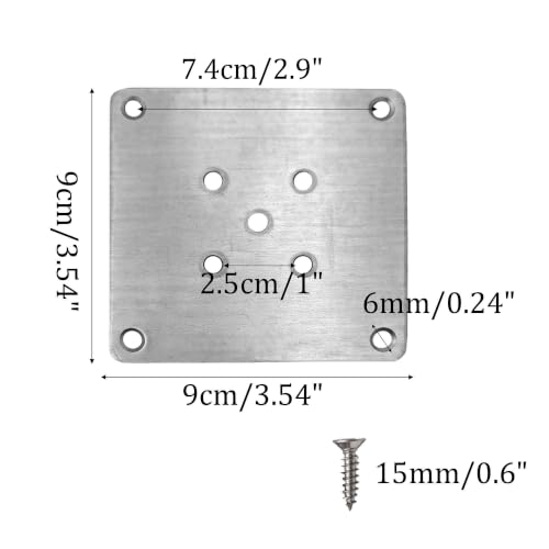 6PCS 9x9cm(3.54"x3.54") Furniture Leg Mounting Plates, Metal Flat T-Plate Connector Bracket with Screws for Sofa Chair Cabinet Table Leg Repair Replacement DIY - size: 3.54"x3.54"