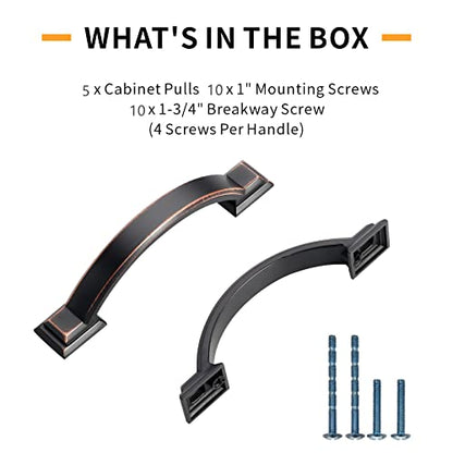 5 Pack 3 inch Cabinet Pulls Oil Rubbed Bronze Cabinet Handles Drawer Pulls for Kitchen Cabinet Cupboard - color: Oil Rubbed Bronze, size: 3 inch（76mm）, style: 5 Pack