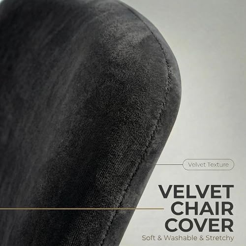 Deisy Dee Stretch Velvet Slipcover for Stacking Chairs - Universal Fit for Office, Conference, Waiting Room & Guest Chairs (Back & Seat Covers) (Black) - color: Black