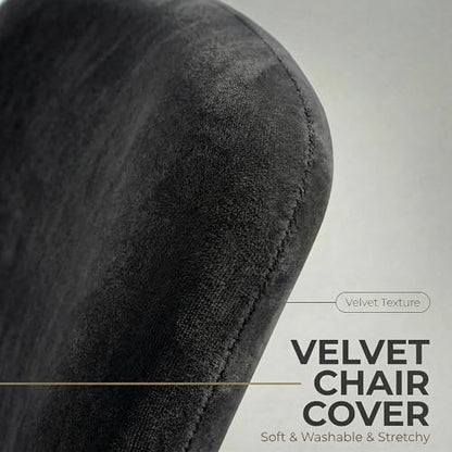 Deisy Dee Stretch Velvet Slipcover for Stacking Chairs - Universal Fit for Office, Conference, Waiting Room & Guest Chairs (Back & Seat Covers) (Black) - color: Black