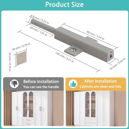 Push to Open Cabinet Hardware, Jiayi Strong Spring Magnetic Push Door Latches, Heavy Duty Push Close Drawer Opener, Pop Out Release Touch Latch for Hidden Barn Kitchen Large Drawer Catch(Gray, 2 Pack) - size: 2 Pack