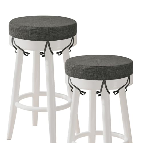 AddGrace Round Bar Stool Cushions with Ties Set of 2 12" Dark Grey - color: Dark Grey