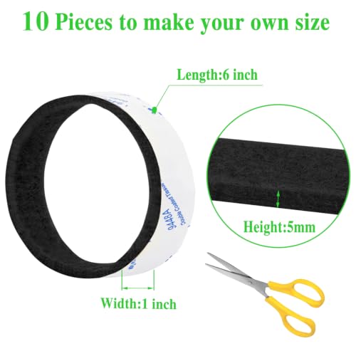 Felt Strips 10Pieces Pack 1x 6 Inches Self Adhesive Black Furniture Felt Strips Anti Scratch Heavy Duty 5mm Thick Floor Protector for Rocking Chair for Hardwood Floor - size: 10 Strips 1x6 inch