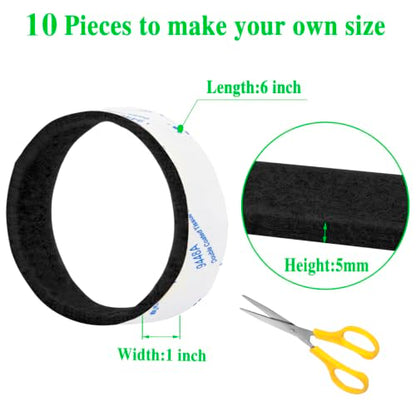 Felt Strips 10Pieces Pack 1x 6 Inches Self Adhesive Black Furniture Felt Strips Anti Scratch Heavy Duty 5mm Thick Floor Protector for Rocking Chair for Hardwood Floor - size: 10 Strips 1x6 inch
