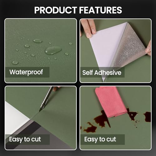 Green Contact Paper Peel and Stick Wallpaper with Tools Modern Removable - color: Green, size: 17.7" x 236.2"