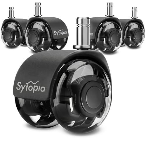 Office Chair Wheels 2" Desk Chair Caster Wheels Smooth Roller Style Quiet for Carpet and Hardwood Floors Universal Fit 11x22 mm Set of 5 Black - color: Black-Roller-2 Inch