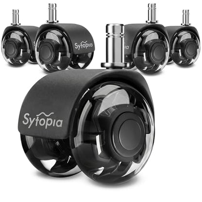 Office Chair Wheels 2" Desk Chair Caster Wheels Smooth Roller Style Quiet for Carpet and Hardwood Floors Universal Fit 11x22 mm Set of 5 Black - color: Black-Roller-2 Inch
